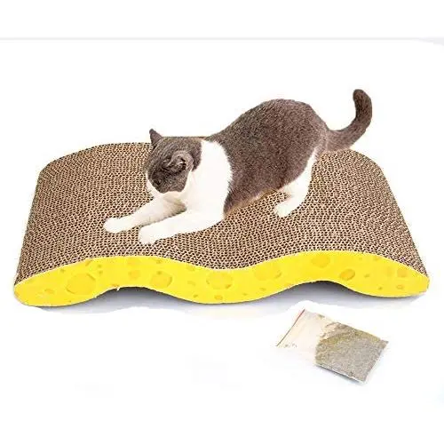 N+A M Shape Corrugated Paper Pet Cat Toy Cat Claw-Grinding Plate with Catnip Leopard Print Pattern 17.32'' x 9.45'' N+A M Shape Corrugated Paper Pet Cat Toy Cat Claw-Grinding Plate with Catnip Leopard Print Pattern 17.32'' x 9.45''