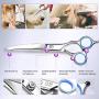 Dog Grooming Scissors with Safety Round Tips, Heavy Duty Titanium Pet Grooming Trimmer Kit, Professional Thinning Shears, Straight Scissors with Comb for Dogs and Cats (Set of 3)