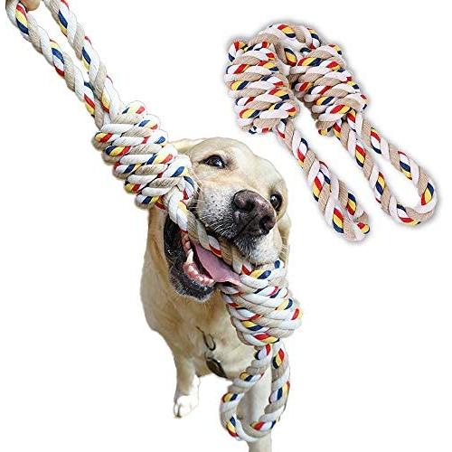 ABERTEM XL Dog Rope Toy for Aggressive Chewers - Medium and Large Dogs - Easy to GRAP Extra Large Dog Chew Toy, Nearly Indestructible Long Lasting Tug of War Dog Toy