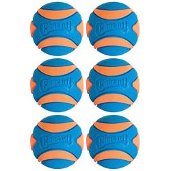 Chuckit! 6 Pack of Ultra Squeaker Ball Dog Toys, Medium, Whistles When Thrown