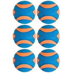 Chuckit! 6 Pack of Ultra Squeaker Ball Dog Toys, Medium, Whistles When Thrown