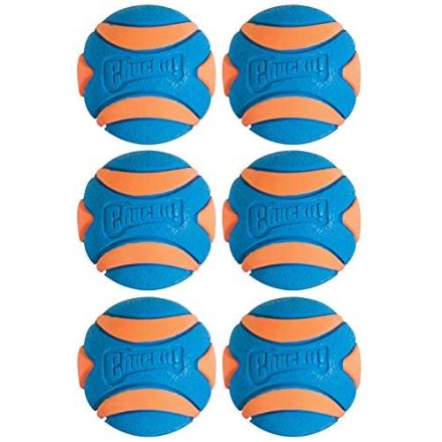 Chuckit! 6 Pack of Ultra Squeaker Ball Dog Toys, Medium, Whistles When Thrown