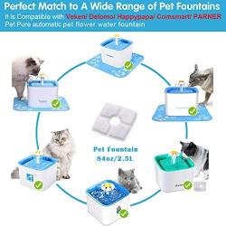 YAMOZOM Cat Fountain Replacement Filter - 8Pcs, Cat Water Fountain Filter,Triple Filtration System Replacement Square Filters for 84oz/2.5L Automatic Cat Fountain Filters Dispenser