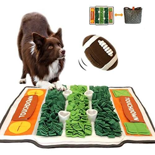 GAXCO Snuffle Mat for Dogs, Pet Slow Feeding Mat for Dogs, American Football Theme with a Snuffle Ball, Interactive Feeding Games Puzzle Toys Encourages Natural Foraging Skills