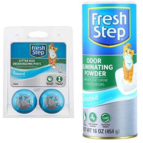 Fresh Step For Pets Deodorizing Pods for Cat Litter Box in Fresh Scent With Odor Eliminating Powder Combo Pack, 16 Ounces - Everything You Need to Neutralize Cat Odors