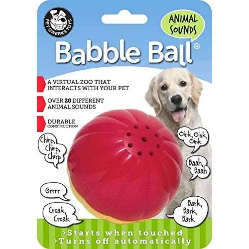 Pet Qwerks Animal Sounds Babble Ball Interactive Dog Toy, Makes Barnyard & Jungle Sounds When Touched Pet Qwerks Animal Sounds Babble Ball Interactive Dog Toy, Makes Barnyard & Jungle Sounds When Touched