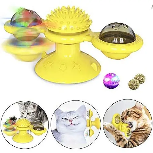 HH HHAO SPORT Windmill Cat Toy Turntable Cat Spinning Toy Teasing Interactive Cats Suction Cup Toy Indoor Cat Spinner Aggressive Kitty Toy Massage/Tickling Ball with Glowing Ball and Catnip HH HHAO SPORT Windmill Cat Toy Turntable Cat Spinning Toy Teasing Interactive Cats Suction Cup Toy Indoor Cat Spinner Aggressive Kitty Toy Massage/Tickling Ball with Glowing Ball and Catnip