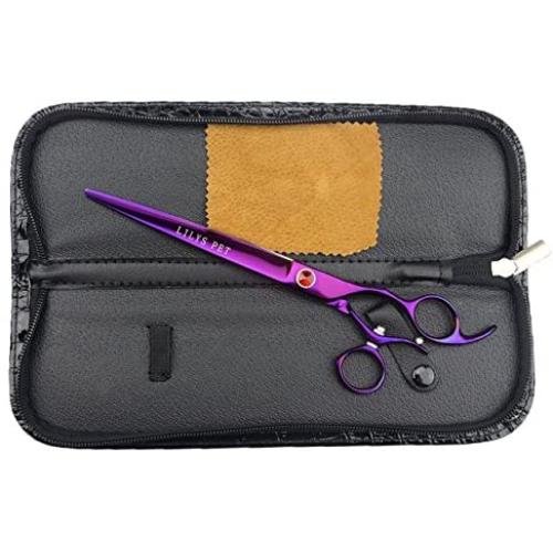 LILYS PET HIGH-END Series 8.0-Inch Japanese 440C 360° Bamboo Swivel Professional Pet Grooming Straight Cutting Scissor with Delicate Red Screw