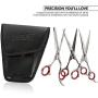 Laazar Cat and Dog Pet Grooming Scissors Kit with Leather Pouch (3-Piece Set) | Includes 7.5” Straight, 7.5” Curved and 7” Thinning Shears | Sharp Groomer Tools for Beginners and Professionals