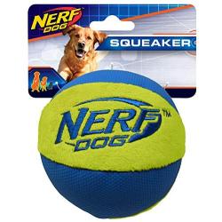 Nerf Dog Chewable Ball Dog Toy with Interactive X-Ring Design, Lightweight, Durable and Water Resistant, 6.5 Inch Diameter For Medium/Large Breeds, Two Pack, Orange/Blue & Green/Blue