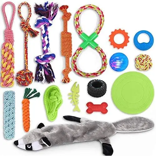 Giom 17 Pcs Dog Toys for Small Medium Large Dog, Tough Dog Rope Rubber Toys for Boredom, Interactive Puppy Chew Teething Toy Bulk Pet Cleaning Set Pack Giom 17 Pcs Dog Toys for Small Medium Large Dog, Tough Dog Rope Rubber Toys for Boredom, Interactive Puppy Chew Teething Toy Bulk Pet Cleaning Set Pack