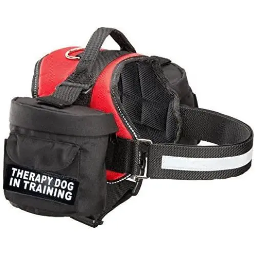 Therapy Dog in Training Harness with Removable Saddle Bag Backpack Harness Carrier Traveling. 2 Removable Patches. Please Measure Dog Before Ordering.… Therapy Dog in Training Harness with Removable Saddle Bag Backpack Harness Carrier Traveling. 2 Removable Patches. Please Measure Dog Before Ordering.…