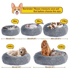 EMUST Round Dog Bed, Cat Beds for Indoor Cats, Fluffy Dog Bed, Anti-Slip Machine Washable-Ped Beds for Cats Small Medium Dogs, Multiple Sizes, Multiple Colors