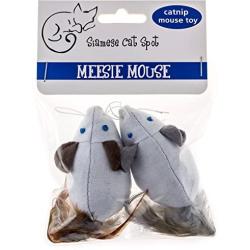 Catnip Mouse Pet Toys for Cats! These Lightweight, Easy-to-Grip, Ethical Toy Mice Give Your Kitty Exercise & Keep Them Entertained. Exclusively from Siamese Cat Spot, You Get 2 Color-Pointed Fabric Mice With Feather Tails That Your Furbaby Will Love!