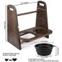 Emfogo Dog Bowls Elevated 3 Heights 4in 8in 13in Wood Raised Dog Bowl Stand with Double Collapsible Travel Bowls Raised Feeder for Dog Cat 16.7x15.5 inch Weathered Walnut