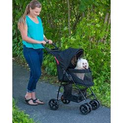 Pet Gear NO-Zip Happy Trails Lite Pet Stroller for Cats/Dogs, Easy Fold with Removable Liner, Storage Basket