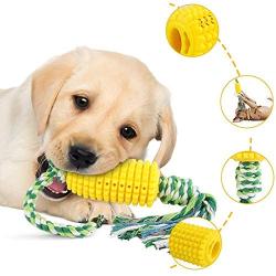 Dog Chew Toys Corn,Dog Toys,Dog Toothbrush,Rubber Chew Toys for Dogs, Teething Cleaning, Corn Molar Stick with Rope , for Aggressive Chewers for Small Medium Large Dogs Breed Toys by INNAPER