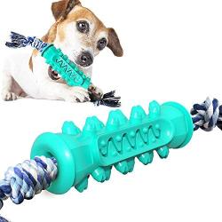 OTAN Dog Toothbrush Chew Toys Doggy Oral Dental Care Durable Rubber Brushing Stick with Cotton Bite Rope for 25-70 LBS Dogs Lake Blue