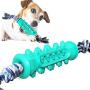 OTAN Dog Toothbrush Chew Toys Doggy Oral Dental Care Durable Rubber Brushing Stick with Cotton Bite Rope for 25-70 LBS Dogs Lake Blue