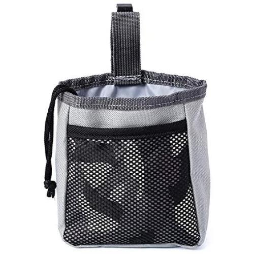 QERNTPEY Dog Treat Pouch for Training Upper Drawstring Dog Treat Camo Pouch Bag with Back Zipper Pocket and Waist Clip Pet Training Bag Easily Carries Pet Toys, Kibble, Treats