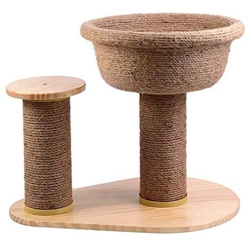 Small Cat Tree, Cat Tower, Sisal Scratching Post, Pet Activity Center, with Platform and Sleep Basket, Sturdy Wooden Base Board