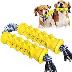 CHZHENG Dog Chew Toothbrush, Dog Pet Chew Toys Stick with Rope Puppy Dental Care Brushing Toy for Large Dog Chew Toys Puppy Dog Toy,Yellow