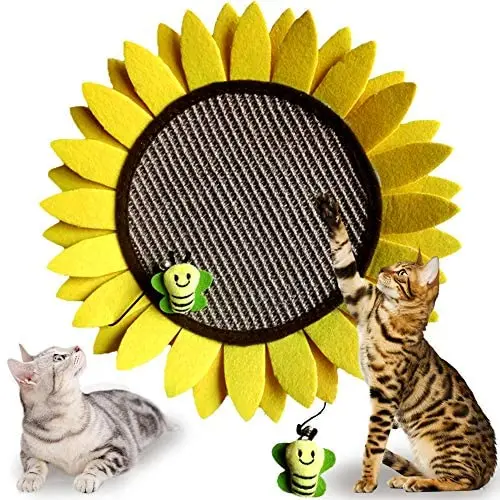 GiftParty Cat Scratching Pad, Sunflower Cat Scratcher Pad for Kitty, Natural Sisal Scratcher Board for Kitten & Cat, Furniture Interactive Activity Play Toy, 14 Inch GiftParty Cat Scratching Pad, Sunflower Cat Scratcher Pad for Kitty, Natural Sisal Scratcher Board for Kitten & Cat, Furniture Interactive Activity Play Toy, 14 Inch