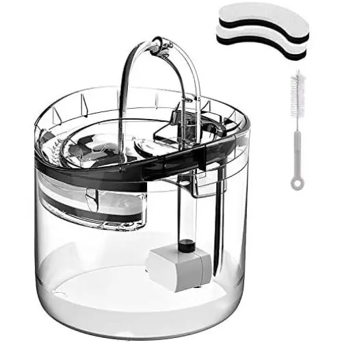 Cat Water Fountain, 1.8L Clear Automatic Water Dispenser for Pet Drinking Fountain, Dog Water Dispenser, Adjustable Water Flow, Activated Carbon with Cleaning Brush Cat Water Fountain, 1.8L Clear Automatic Water Dispenser for Pet Drinking Fountain, Dog Water Dispenser, Adjustable Water Flow, Activated Carbon with Cleaning Brush