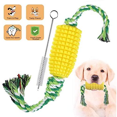 Dog Chew Toys, Puppy Toothbrush Clean Teeth Interactive Corn Toys