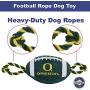 Pets First NCAA Oregon Ducks Football Dog Toy, Tough Quality Nylon Materials, Strong Pull Ropes, Inner Squeaker, Collegiate Team Color