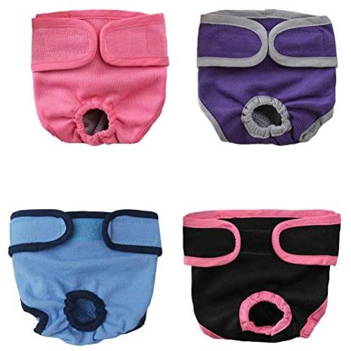 JinTuDi 4pc Pet Parents Premium Washable Dog Diapers Doggie Diapers Female Male Dog(Small)
