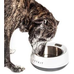 PETKIT FRESH METAL Large Anti-Bacterial Machine Washable Smart Food Weight Calculating Digital Scale Pet Cat Dog Bowl Feeder w/ Inlcuded Batteries and Ejectable Stainless Bowl, One Size, Grey