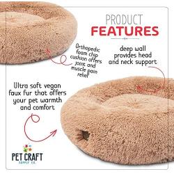 Pet Craft Supply Ultra Soft Plush Calming Medium Small Breed Dog and Cat Bed with Ultra Soft Bonus Blanket