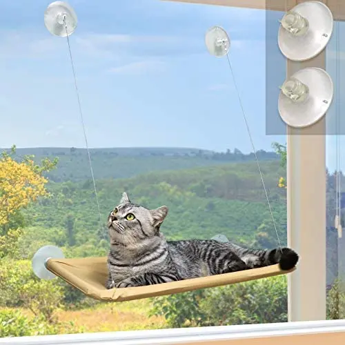 Window Cat Bed, Angela&Alex Cat Window Seat Window Perch Bed Hammock with 2 Extra Replaceable Suction Cups Space Saving All-Around 360° Sunbath Holds Up to 55 lbs for Any Cat Size Window Cat Bed, Angela&Alex Cat Window Seat Window Perch Bed Hammock with 2 Extra Replaceable Suction Cups Space Saving All-Around 360° Sunbath Holds Up to 55 lbs for Any Cat Size
