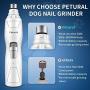 Petural Electric Dog Nail Grinder Low Noise Pet Nail Trimmer with 2 Grinding Wheels, Electric Rechargeable Pet Nail Grinder Painless Paws Grooming for Small Medium Large Dogs,Cats & More