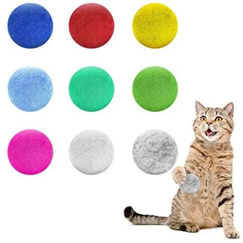 Weewooday 9 Pieces Wool Felt Ball Toys for Cats and Kittens Cat Wool Ball Toys Handmade Wool Dog Balls Colorful Soft Quiet Felted Fabric Balls for Cat Lover, Craft Supplies