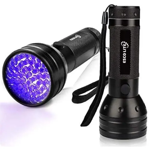 ESCO LITE 2 Pack UV Flashlight Black Light, 51 LED 395nm Ultraviolet Blacklight Detector for Dry Pet Urine and Bed Bug, Matching with Pet Odor Eliminator ESCO LITE 2 Pack UV Flashlight Black Light, 51 LED 395nm Ultraviolet Blacklight Detector for Dry Pet Urine and Bed Bug, Matching with Pet Odor Eliminator