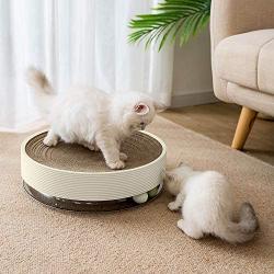 Cozinest Cat Scratcher Pad for Indoor Cats Scratching 3-in-1 Cat Toys Round Cat Scratcher Cardboard Bed for Large Cats and Kitten Scratching Post
