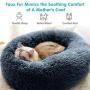 Pasking Plush Round Pet Bed for Medium Dogs Cats, Faux Fur Dog Beds Washable Cat Calming Bed Donut Cuddler Self Warming Indoor Grey