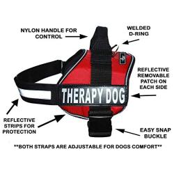 Therapy Dog Harness Service Working Vest Jacket,Purchase Comes with 2 Therapy Dog Reflective Removable Patches. Please Measure Dog Before Ordering.