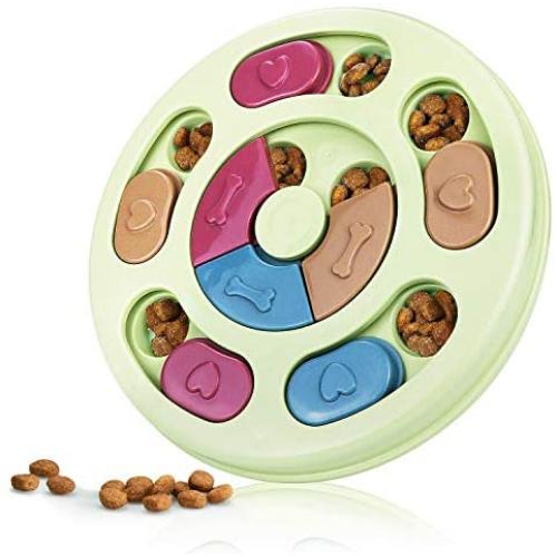 Dog Puzzle Toys Puppy , Dog Puzzles, Interactive Game Toy for Dogs Cats, Treat Dispenser for Dogs Training Funny Feeding, ABS Colorful Design Slow Feeder to Aid Pets Digestion (Green)