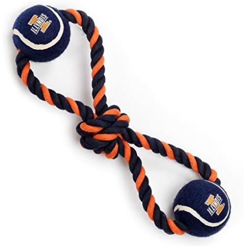 Pet Goods Manufacturing Illinois Fighting Illini Double Ball with Dog Toy Rope