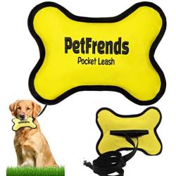 PetFrends Pocket Leash | Durable Pet Dog Leash and Nylon Yellow Squeaky Dog Toy | for Small Medium Large Dogs | All-in-One