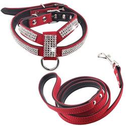 Dogs Kingdom Full Rhinestone Crystal Pet Dog Harness Leash Set Customized Rhinestone Puppy Small Dog Chihuahua Harness Leash 2Pcs