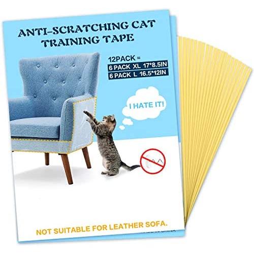 Cat Deterrent Tape Kitten Scratch Tape Cat Furniture Protector Double Sided Sofa Couch Anti Scratching Cat Training Tape 12 Pack (No Pins)