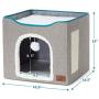 Bedsure Cat Cube, Foldable Cat Cubes for Indoor Cats, Cat House Indoor - Large Cat Bed with Fluffy Ball Hanging and Scratch Pad, 16.5x16.5x14 inches, Grey