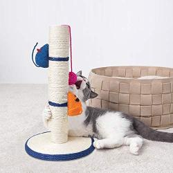 CHARMGIRL 16'' Cat Scratching Post,Durable Cat Dangling Toys Cat Scratcher Pole Sisal Rope Cat Tracking Interactive Toys Scratch Post Tree for Cats Kittens