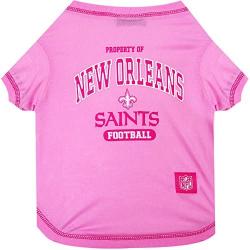 Pets First New Orleans Saints Pink T-Shirt, Small