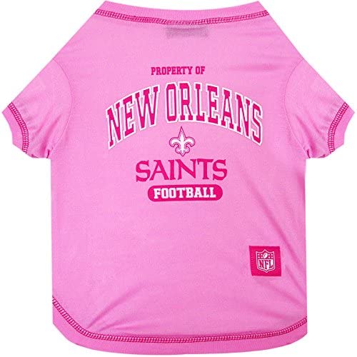 Pets First New Orleans Saints Pink T-Shirt, Small