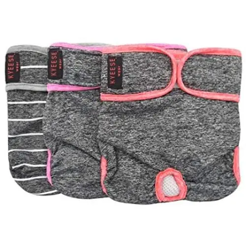 kyeese Sports Reusable Female Dogs Diapers Breathable 3 Pack Dog Wraps with Inside Pocket Waist 21-27 for Medium Dogs kyeese Sports Reusable Female Dogs Diapers Breathable 3 Pack Dog Wraps with Inside Pocket Waist 21-27 for Medium Dogs